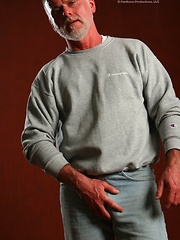 Silver daddy Jordan Garrison shows his rock hard boner