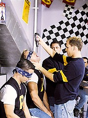 Hot muscle men Marc Nemeth, Matt Majors, Tristan Paris, Jackson Price, Brett Clark, Blake Harper, Tony Lazzari, Andre Rivera, Ryan Zane in gay orgy