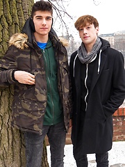 Jared Shaw and Johannes Lars fuck bareback after a cold walk in the city.