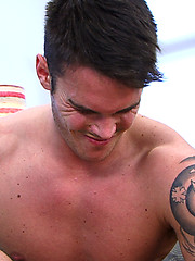 Straight Young Footballer Jay Hall Slides Up and Down on the Massive Blue Dildo