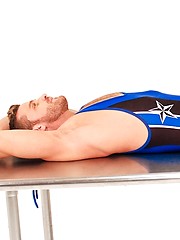 Muscle athlete Landon Conrad bounded