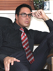 The feel of Marcello's long sheer socks and suit turns him on so much that he fucks a fleshlight