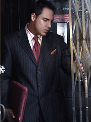 Horny hunk Marcello passes the time in a broken elevator by wanking his cock fast