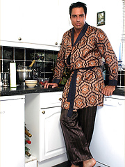 Hunky Marcello makes his own cream with his morning coffee