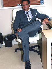 Feeling horny in his brand new fitted suit, Marcello tries out a fleshlight